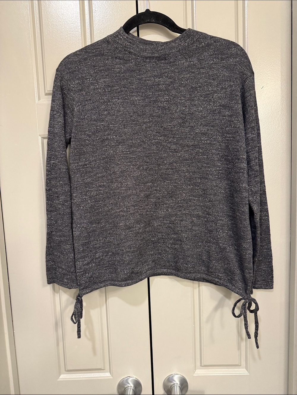 J.Jill Pure Women’s Gray Long-Sleeve Sweater Tie-Hem Top - Size XS Petite NWT